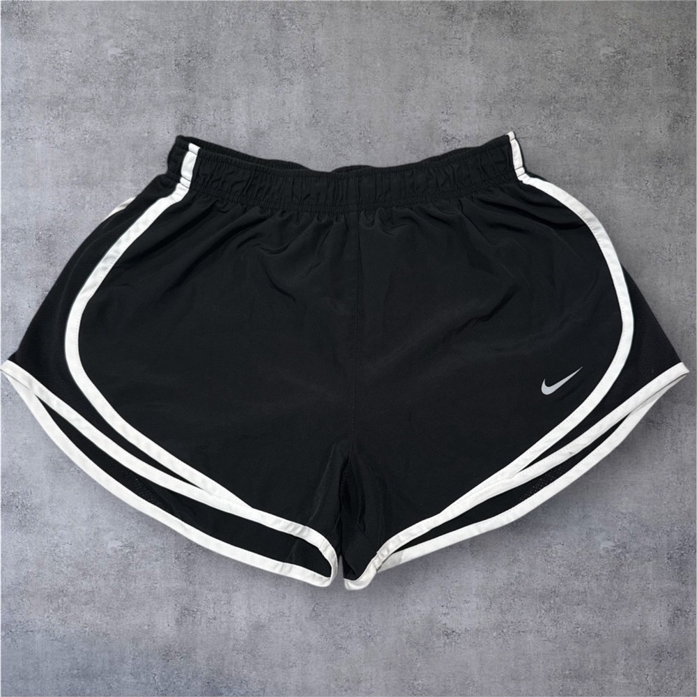 Nike Dri-Fit Black Running Shorts White Trim Size M Athletic Gym